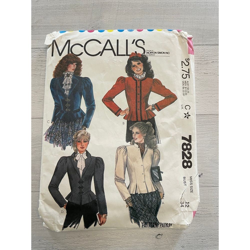 McCalls womens jacket sewing pattern 7828